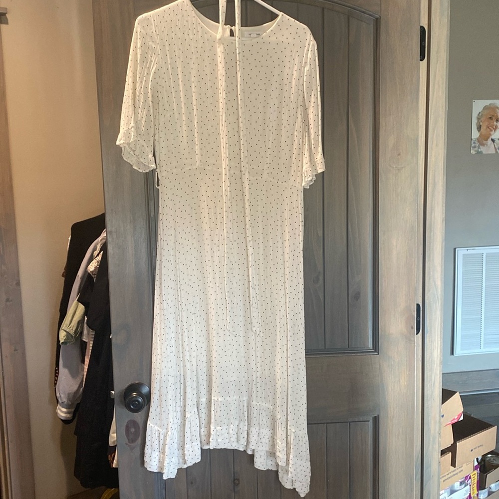 Mittoshop Large White & Black Polka Dot Midi Dress